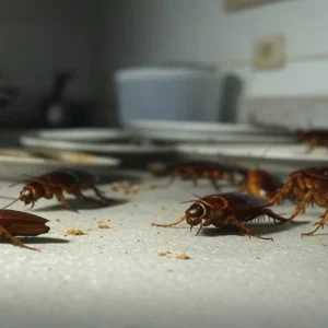 Cucarachas en la encimera de la cocina